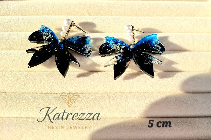 Midnight Blue Resin Earrings – Handmade by Katrezza