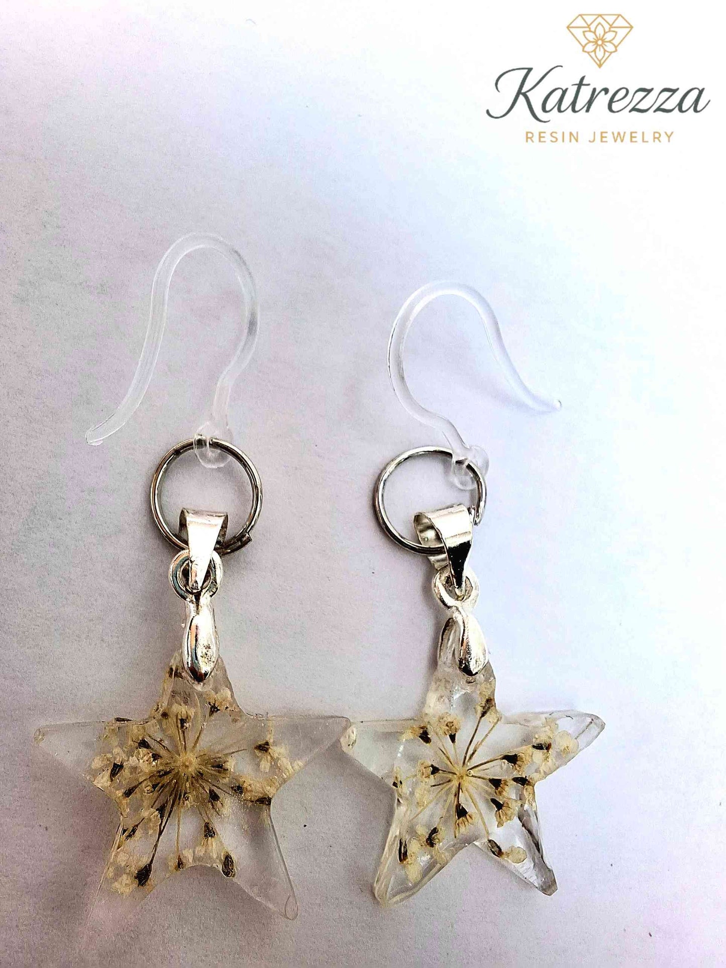 Star Resin Earrings with Real Flowers | Cute Jewelry for Teen Girls