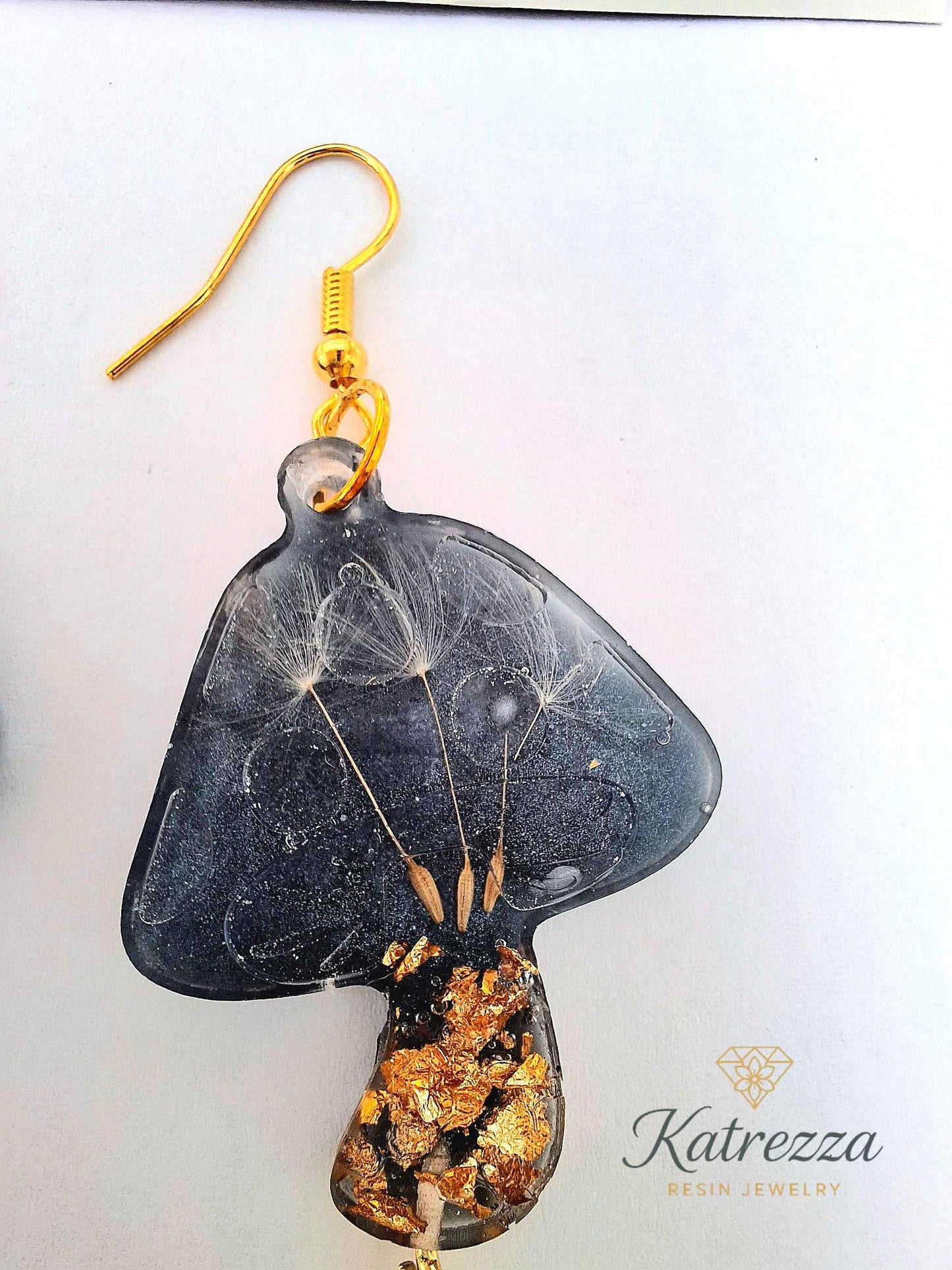 Night Mushroom Resin Earrings - 9 cm