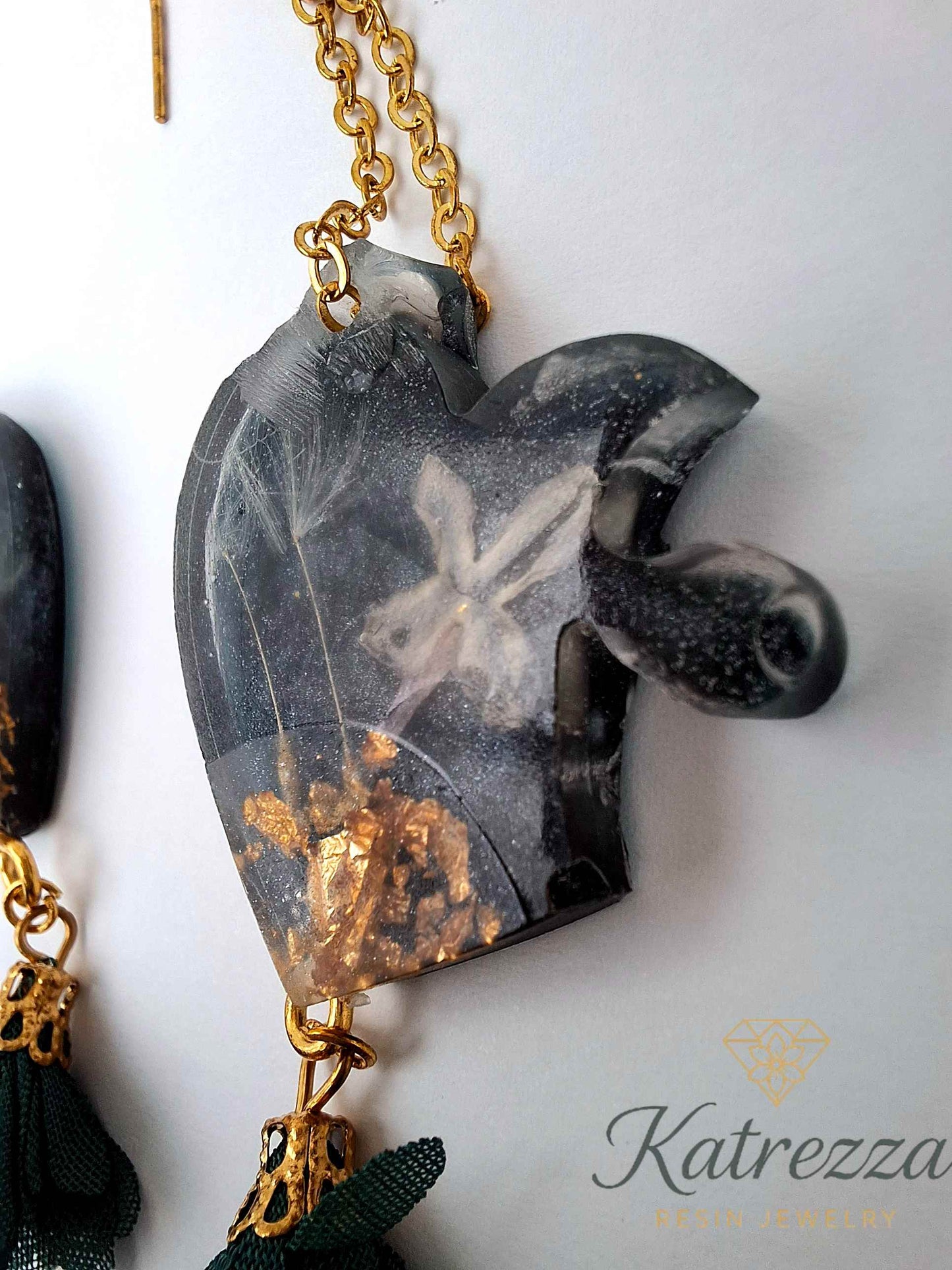 Night Heart Resin Earrings – 10 cm