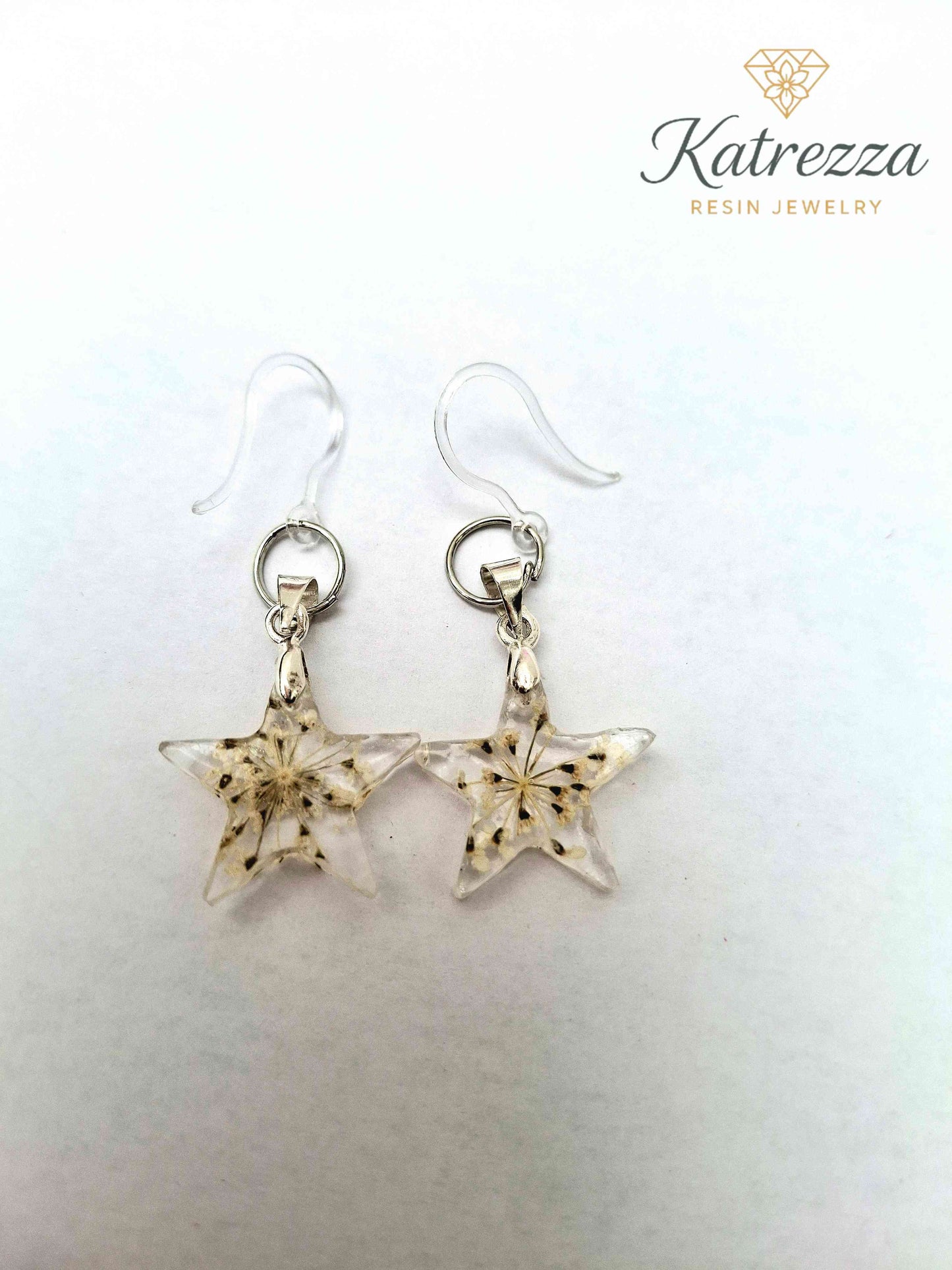 Star Resin Earrings with Real Flowers | Cute Jewelry for Teen Girls
