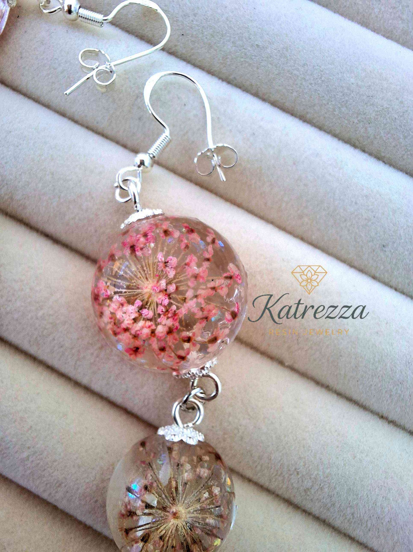Sterling Silver Resin Jewellry Set with Real Flowers