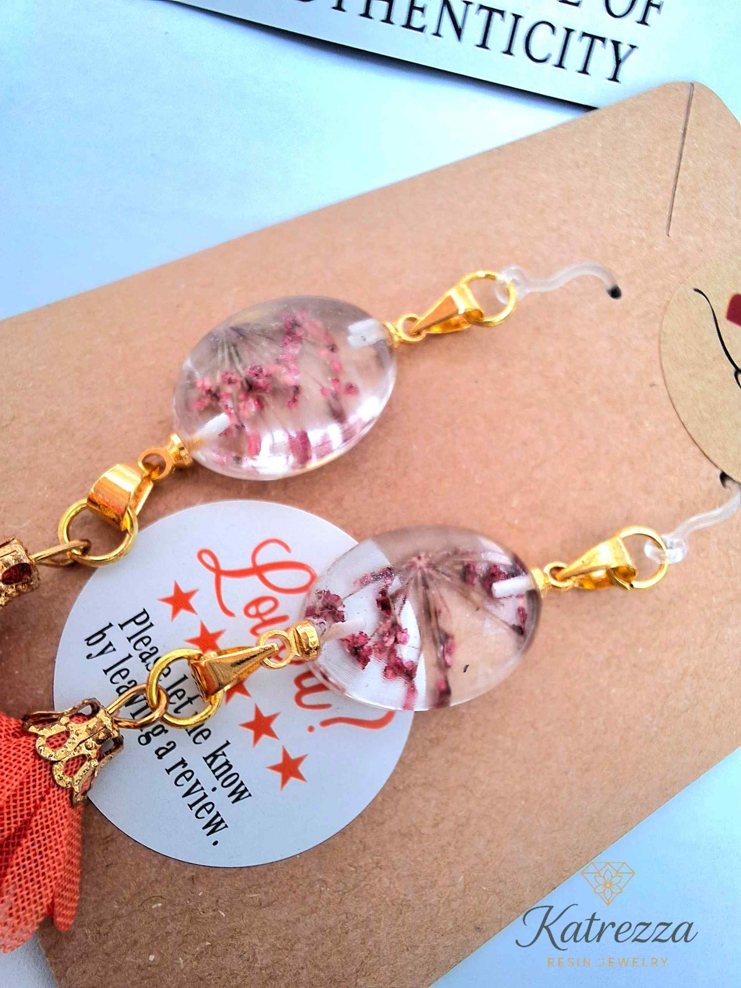 Handmade Resin Earrings with Red Flower Tassels – Katrezza