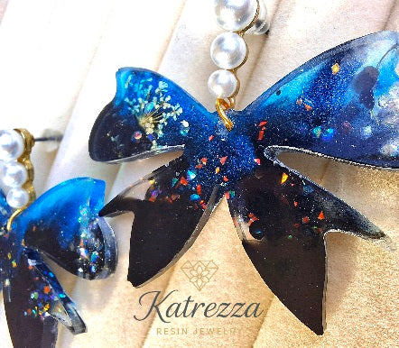 Midnight Blue Resin Earrings – Handmade by Katrezza