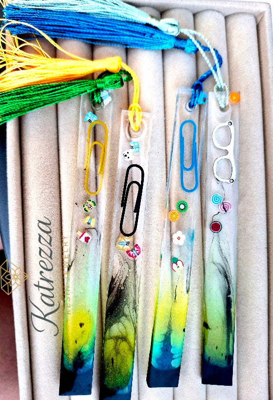 Resin Bookmark with Paperclip & Charms – Katrezza Resin Jewelry