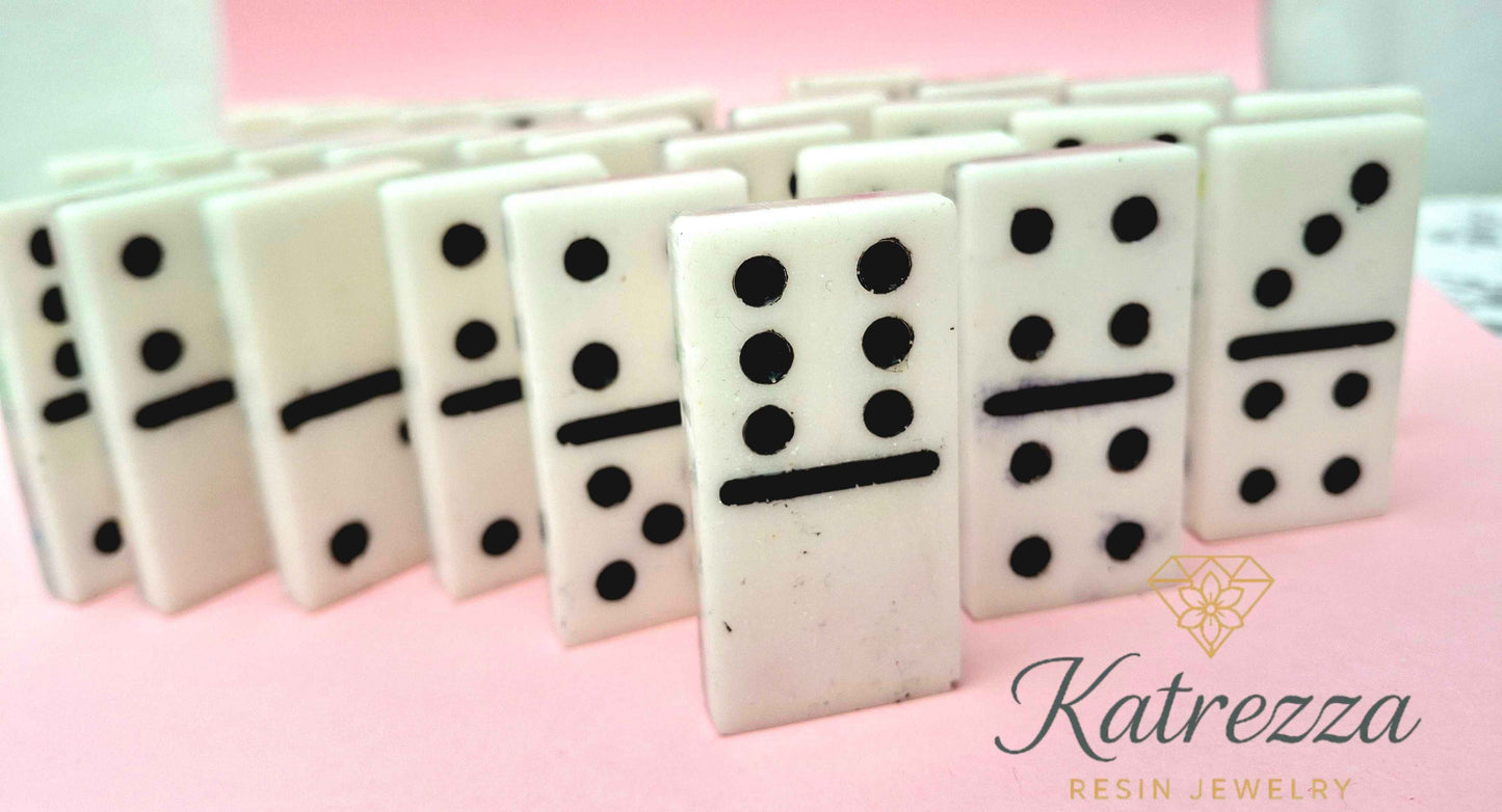 Artistic resin domino set with colorful flower patterns