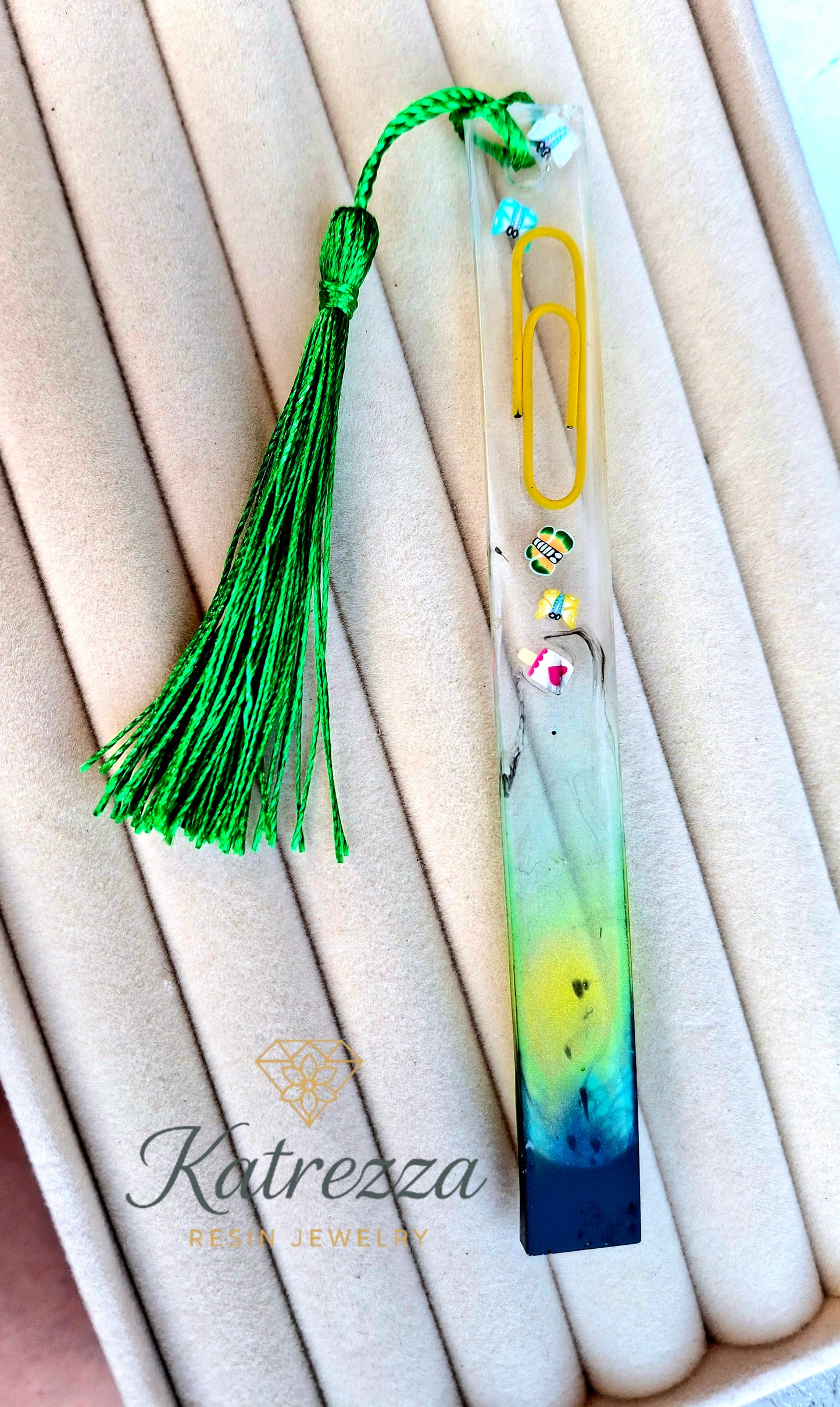 Resin Bookmark with Paperclip & Charms – Katrezza Resin Jewelry