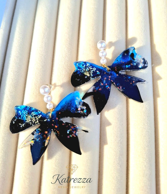 Midnight Blue Resin Earrings – Handmade by Katrezza