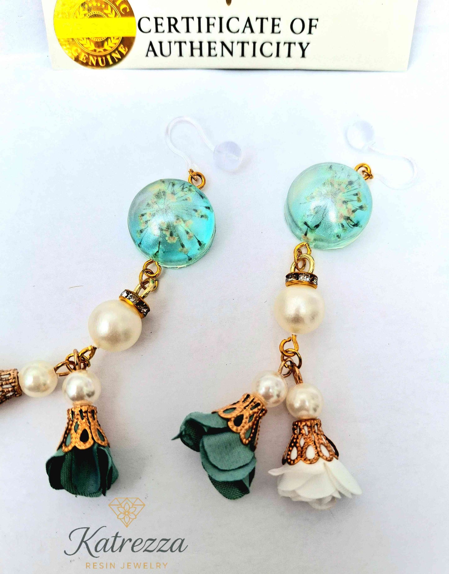 Handcrafted Resin Floral Drop Earrings – 10 cm