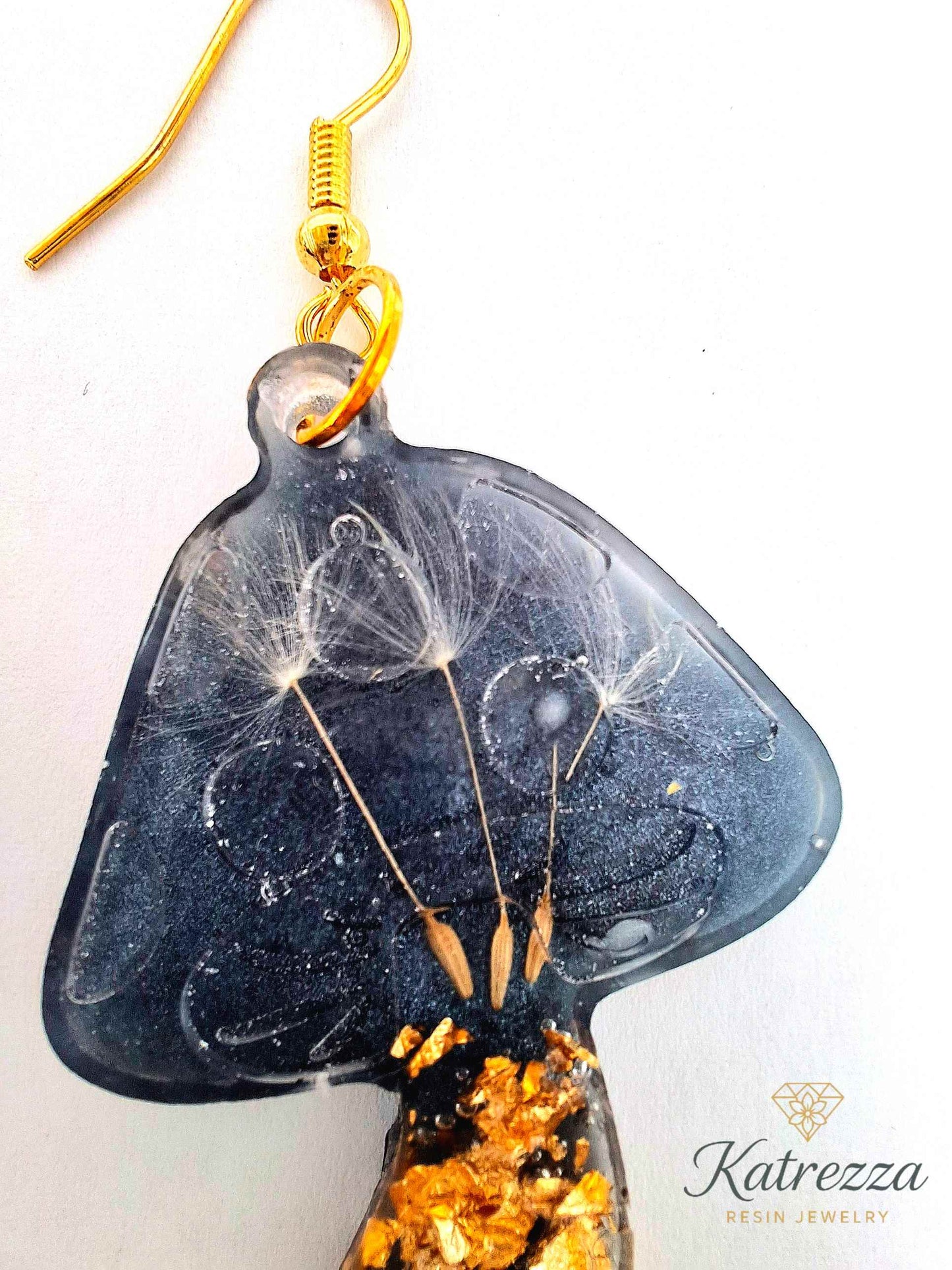 Night Mushroom Resin Earrings - 9 cm