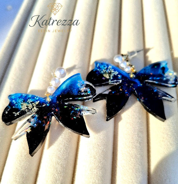 Midnight Blue Resin Earrings – Handmade by Katrezza