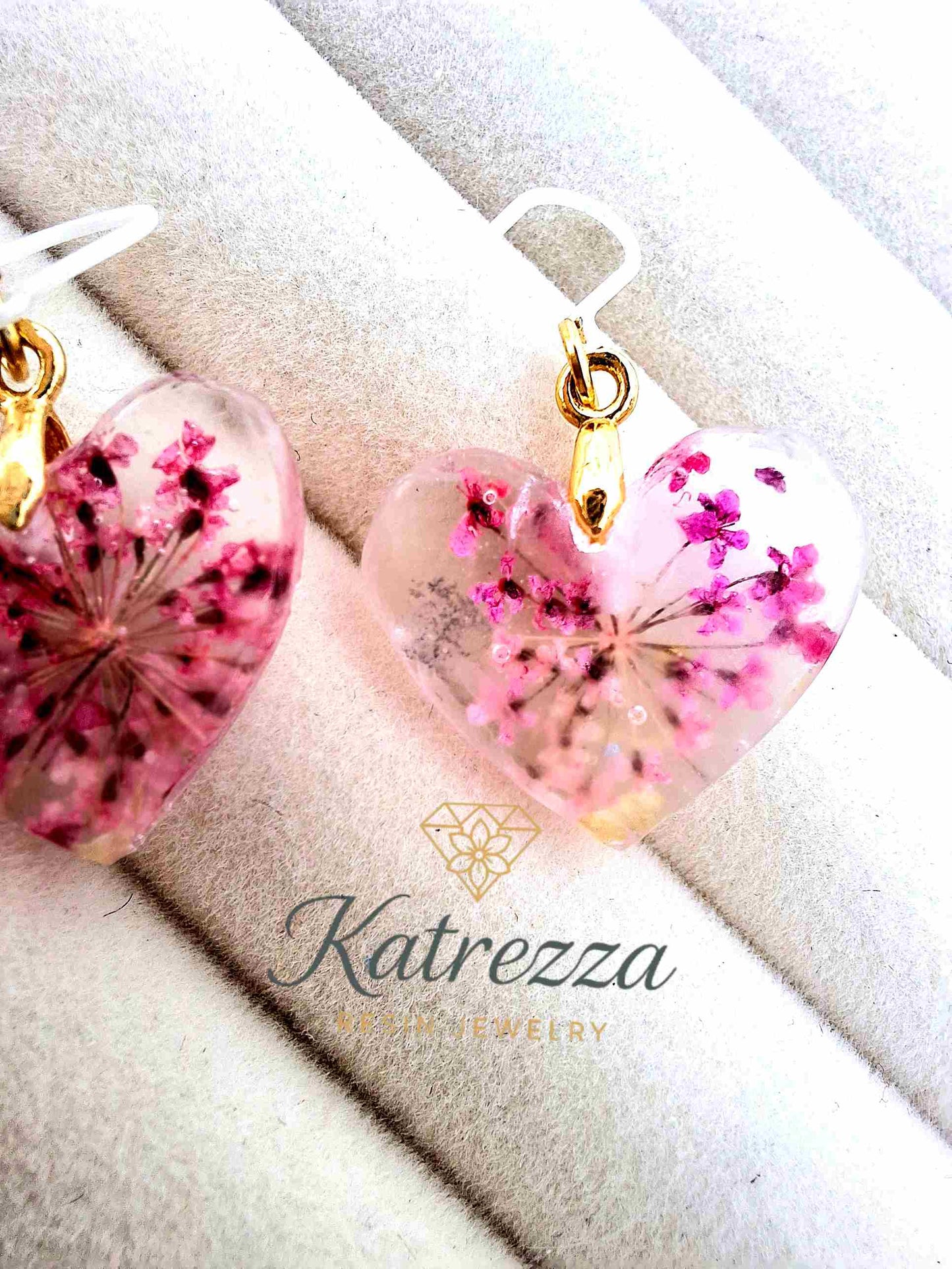 Small resin heart earrings with silicone hooks for girls