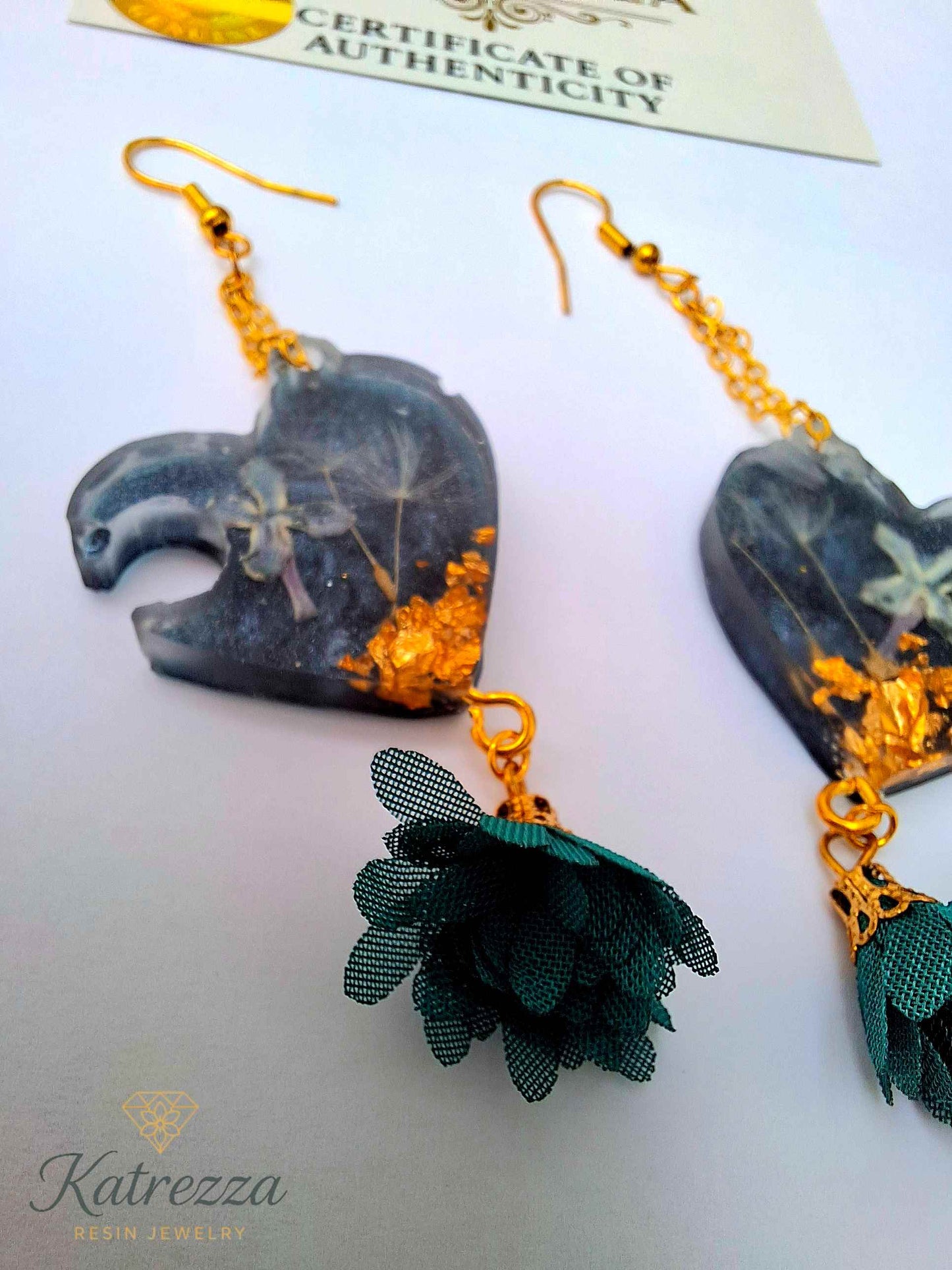 Night Heart Resin Earrings – 10 cm
