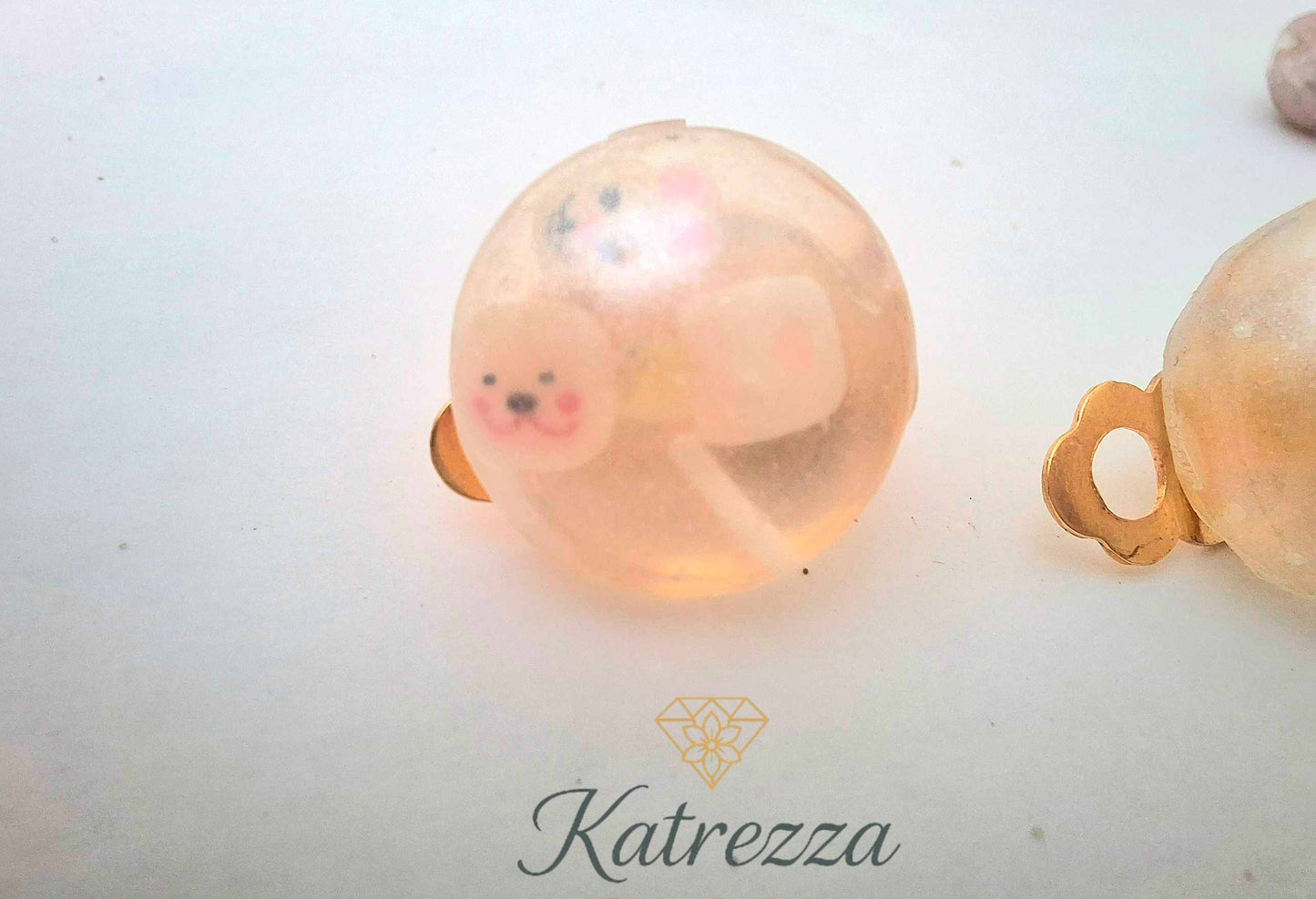 “Playful resin clip-on earrings for kids with red LOVE heart design – Katrezza handmade jewellery.”