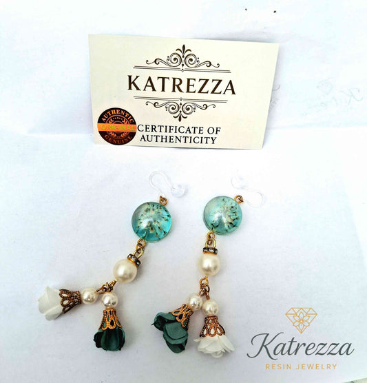 Handcrafted Resin Floral Drop Earrings – 10 cm