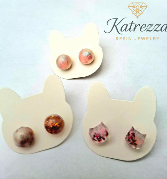 Handmade Resin Silicone Stud Earrings – 3 Varieties | Katrezza