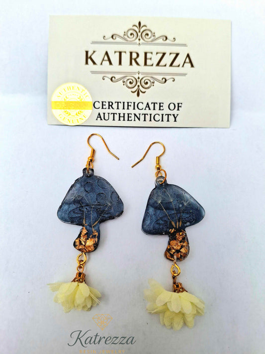 Night Mushroom Resin Earrings - 9 cm