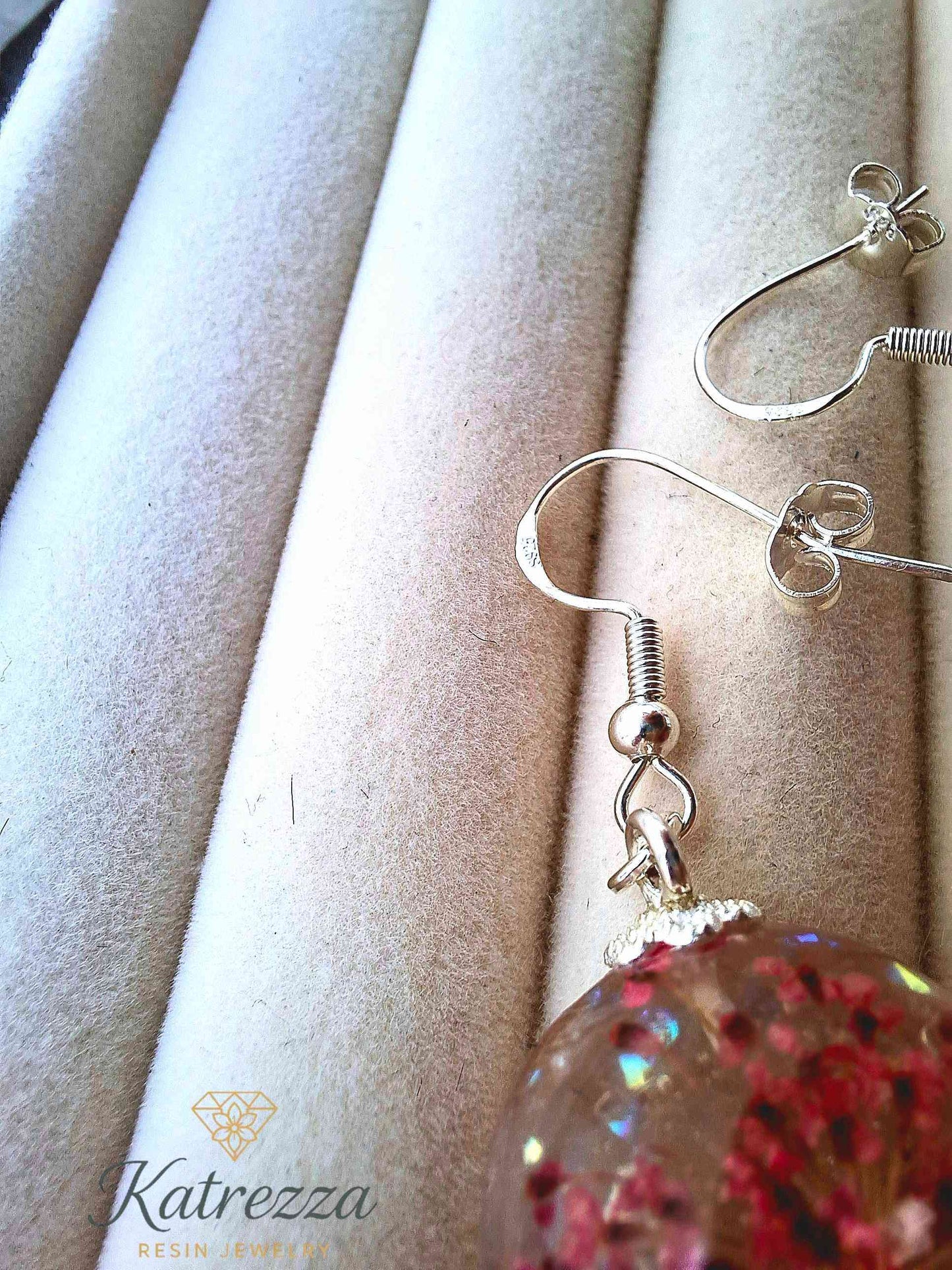 Sterling Silver Resin Jewellry Set with Real Flowers