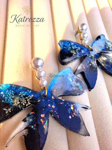 Midnight Blue Resin Earrings – Handmade by Katrezza